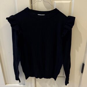 Chic Black Ruffle Sleeve Sweater